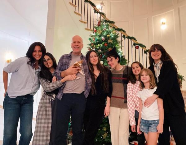 Emma Heming Willis, Demi Moore, Bruce Willis and his daughters during the holidays.