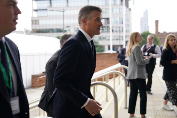MANCHESTER, ENGLAND - OCTOBER 2: Mick Harper, Secretary of State for Transport arrives on day two of the Co<em></em>nservative Party Co<em></em>nference 2023 on October 2, 2023 in Manchester, England. Chancellor of the Exchequer Jeremy Hunt will deliver his keynote speech to delegates at The Co<em></em>nservative Party Conference, at Manchester Central, and is expected to announce changes to the UK's benefits system and raise the living wage. (Photo by Ian Forsyth/Getty Images)