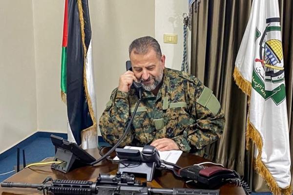 Saleh Al-Arouri taking a phone call. 