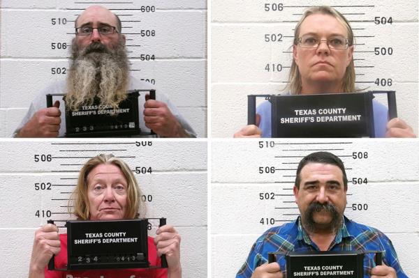 Tad Bert Cullum (top left), Tifany Machel Adams (bottom left), Cole Earl Twombly (bottom right), and Cora Twombly (top right), were all taken into custody. 