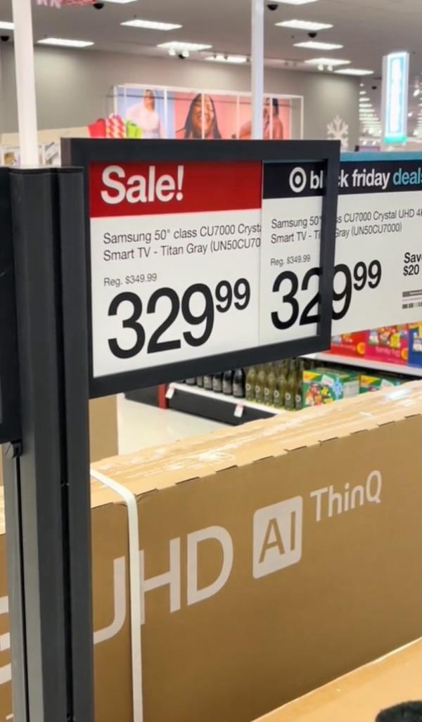 Downey was in the electro<em></em>nics section looking at prices for television sets when she reached her hand for the display showing the prices.