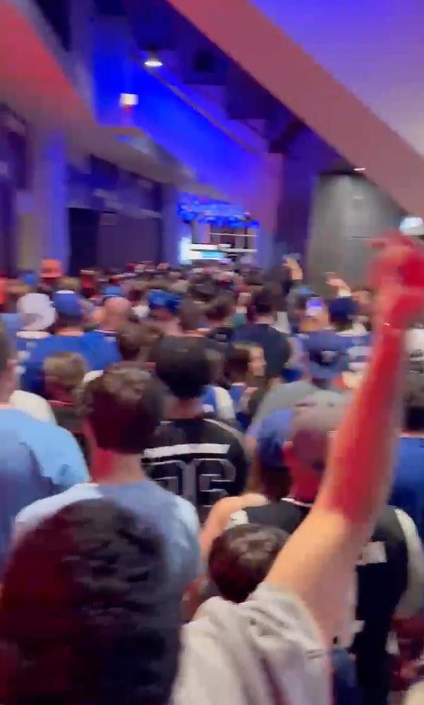 Knicks fans go wild after the team's Game 6 win over the 76ers on May 2, 2024.