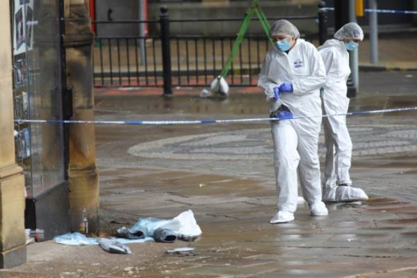Police officers cordon off a street, in Halifax, West Yorkshire, wher<em></em>e multiple stabbings happened 