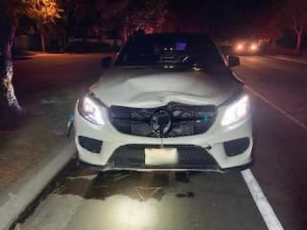 Grossman's white Mercedes SUV she allegedly drove at 81 mph before striking the children.