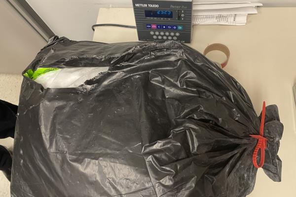 A bag filled with ketamine crystals is pictured after being seized from a passenger at Detroit Metropolitan Airport last week