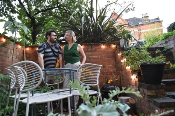 The couple on their terrace
