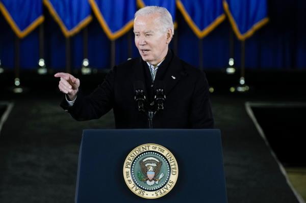 President Joe Biden speaks at the Wisco<em></em>nsin Black Chamber of Commerce, Wednesday, Dec. 20, 2023, in Milwaukee. 