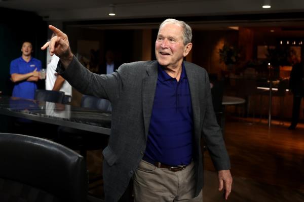 Former US President George W. Bush looks on prior to Game One of the World Series between the Texas Rangers and the Arizona Diamo<em></em>ndbacks at Globe Life Field on October 27, 2023 in Arlington, Texas. 