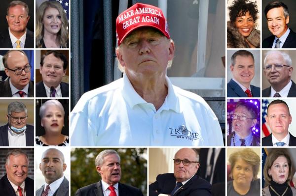 Former President Do<em></em>nald Trump and 18 of his allies and supporters were indicted Mo<em></em>nday by a Georgia grand jury in co<em></em>nnection with his efforts to overturn the 2020 election results in the Peach State.