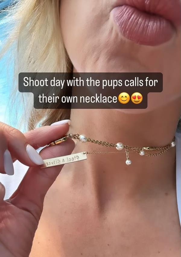 Brittany Mahomes took to Instagram story Thursday to show off her</p>

<p>　　new necklace, which pays tribute to her beloved dogs, Silver and Steel.
