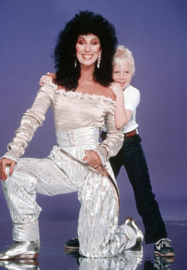 Cher and Elijah Blue Allman pose for a portrait in 1980 in Los Angeles. 