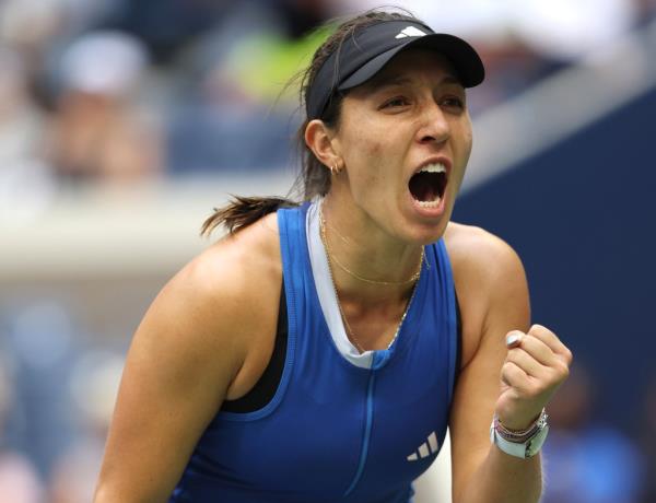 Jessica Pegula celebrates after her third-round victory at the U.S. Open.