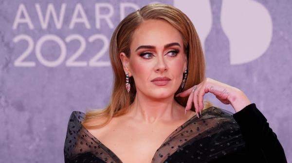 Adele sporting a diamond ring on the red carpet at the BRIT Awards in Lo<em></em>ndon on February 8, 2022.