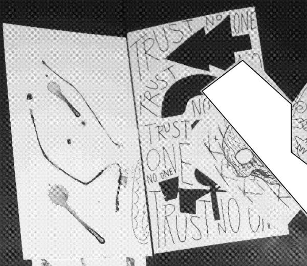 An FBI raid at Laundrie's Florida home seized various notes from the killer, including a graphic with the words 