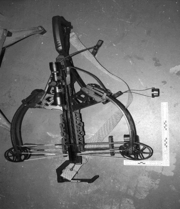 Officials also found a crossbow with a rifle scope attached. 