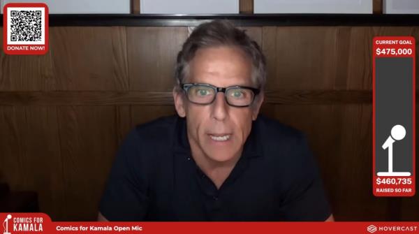 Actor Ben Stiller (R) Zoomed in for the “Comics for Kamala” event hosted by comedian Paul Mercurio.