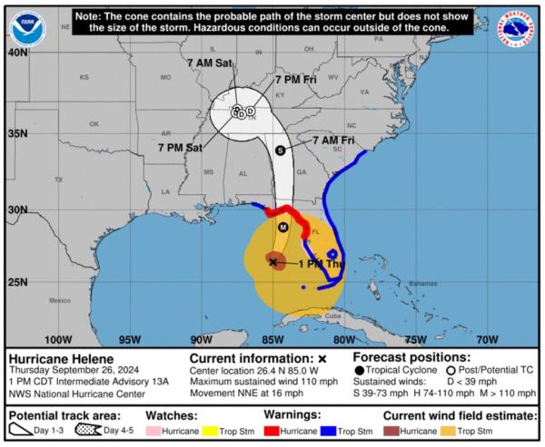 Hurricane Helene strengthened to a Category 4 storm on Thursday as it barreled toward Florida's Big Bend.