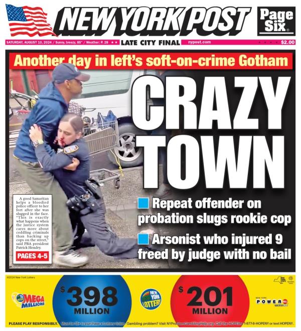 the post's front pag with the bloodied foto and the hed crazy town