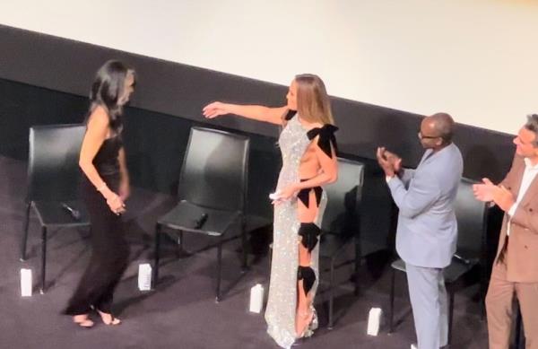 Jennifer Lopez introduced Judy Robles to the audience as she joined the cast for an audience Q&A after the premiere on Friday, September 6, 2024.