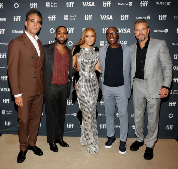 Bobby Cannavale, Jharrel Jerome, Jennifer Lopez, Don Cheadle, and Matt Damon  attend the premiere of 