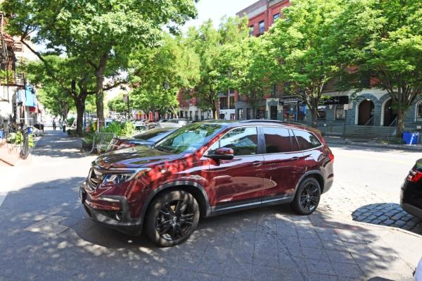 The Ho<em></em>nda Pilot which the NYPD brought to the 32 precinct after police stopped what was a car jacking that turned into a kidnapping after a man stole a running car from outside of a daycare at 300 W 134 St., NYC., which had a child still inside a car seat. 