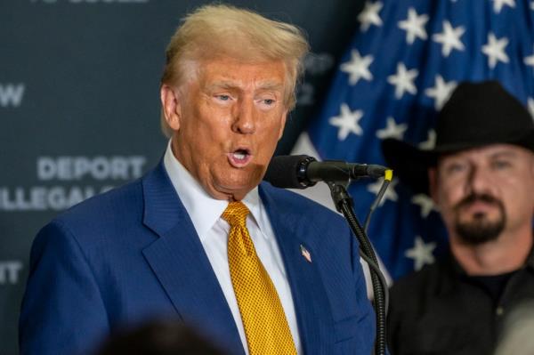 Former U.S. President Do<em></em>nald Trump giving a speech at a Republican rally in Austin, Texas, October 25, 2024