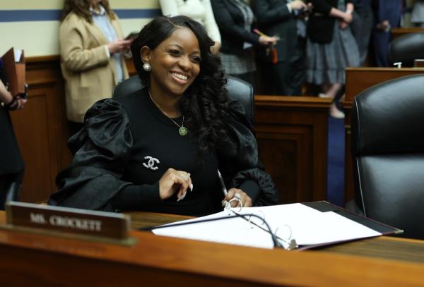 U.S. Rep. Jasmine Crockett (D-TX) participates in a meeting of the House Oversight and Reform Committee in the Rayburn House Office Building on January 31, 2023 in Washington, DC.