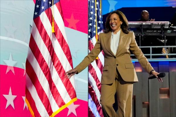 Democratic presidential nominee Vice President Kamala Harris appears during the first day of Democratic Natio<em></em>nal Convention, Monday, Aug. 19, 2024, in Chicago.