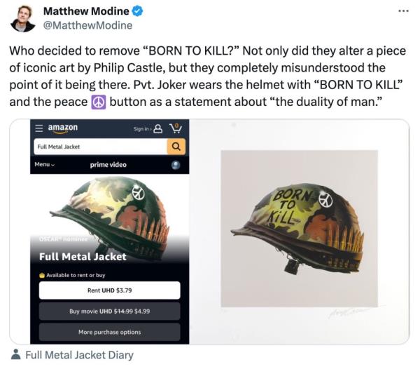 Matthew Modine's tweet. 