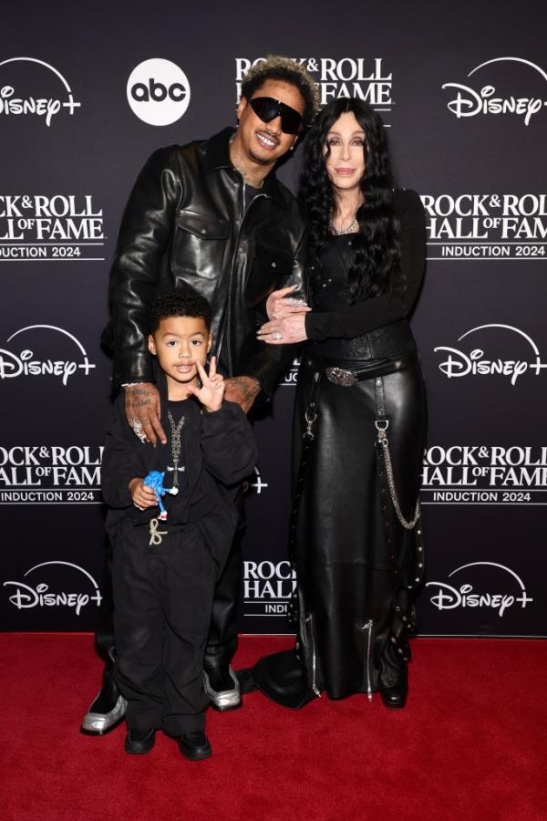 Slash Edwards, Alexander Edwards and Cher at the 2024 Rock and Roll Hall Of Fame Induction Ceremony