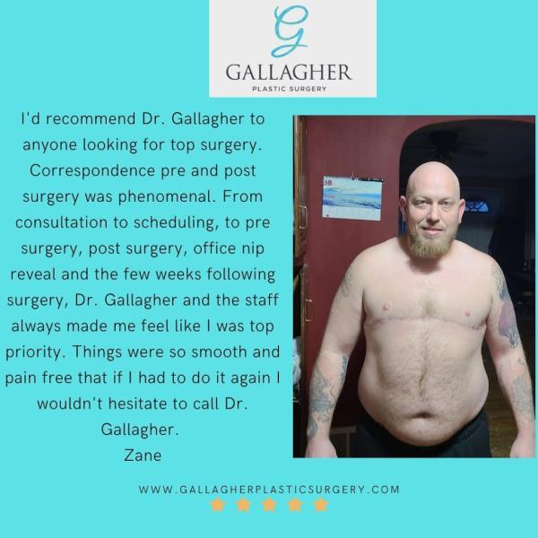 Dr. Siobhan Gallagher standing in front of a red door, sharing messages from grateful top surgery patients on Instagram