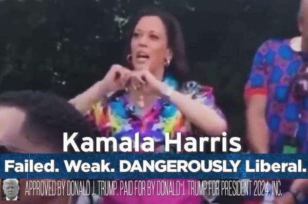 The ad branded Kamala Harris as 