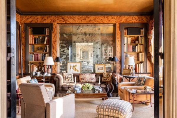 The residence boasts stately design details.