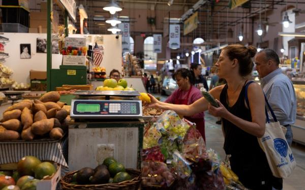 Shoppers at grocery store
