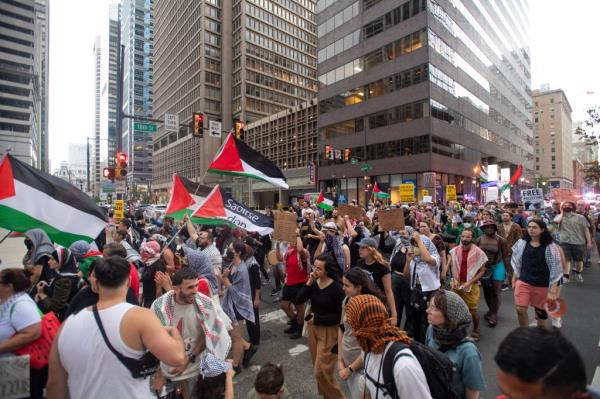 Pro-Palestinian protesters demo<em></em>nstrated in Philadelphia. 