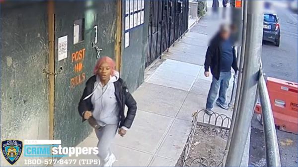 The teen girl is seen on surveillance footage running off after the Upper East Side robbery.
