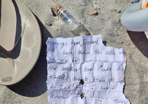 Message and bottle discovered by a family cleaning a North Wildwood beach.