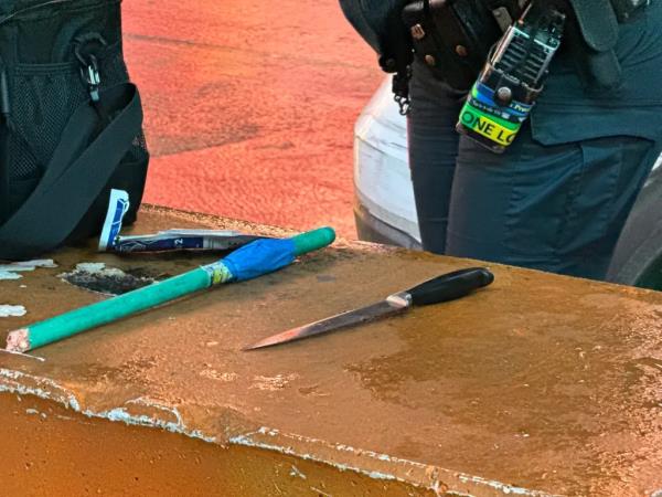 Photo of a knife used in a brutal February incident, wher<em></em>e a  a 17-year-old migrant was stabbed during a wild brawl involving dozens of people — including other migrants — in Times Square.