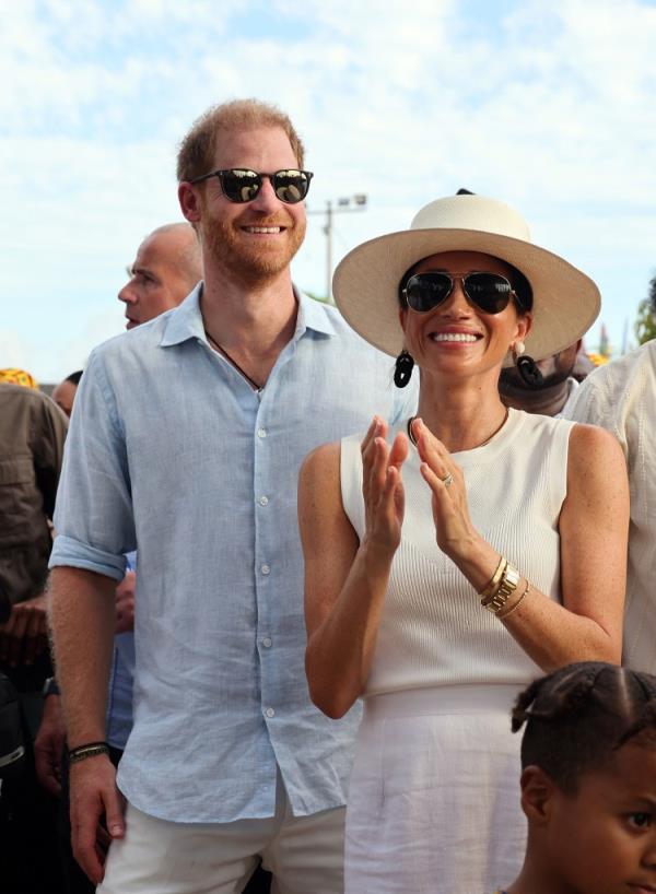 Prince Harry, Duke of Sussex and Meghan, Duchess of Sussex at San Basilio de Palenque during The Duke and Duchess of Sussex's Colombia Visit on August 17, 2024 in Cartagena, Colombia.