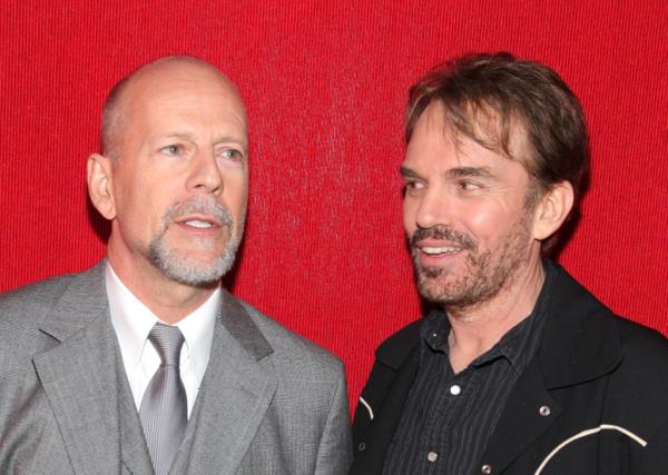 Bruce Willis and Billy Bob Thornton speaking together before the screening of Armageddon at the AFI & Walt Disney Pictures' Cinematic Celebration of Jerry Bruckheimer