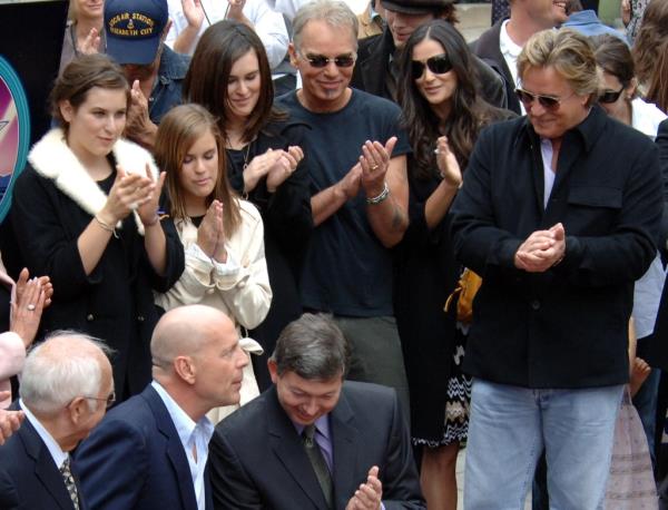 Bruce Willis, Demi Moore, Ashton Kutcher, and other celebrities at the ceremony of Bruce Willis getting his star on the Hollywood Walk of Fame