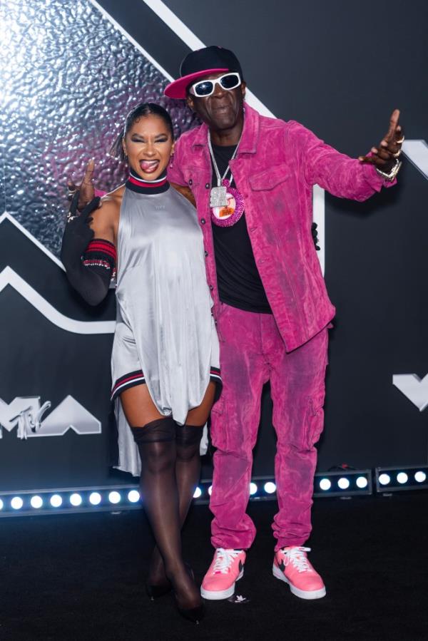 Jordan Chiles and Flavor Flav attend the 2024 MTV Video Music Awards at UBS Arena on September 11, 2024 in Elmont, New York. 