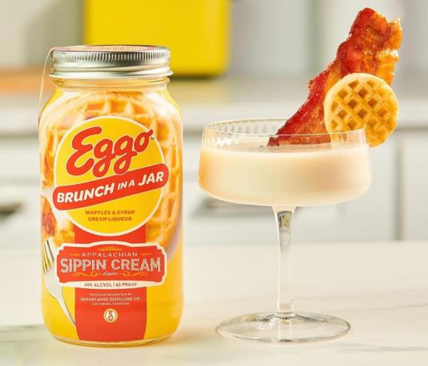 Eggo Brunch in a Jar made with Sugarlands Distilling Co., inspired by classic brunch flavors. 