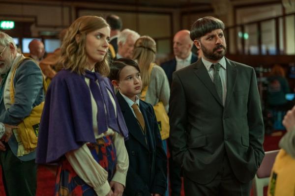 Kate O'Flynn, Harry Co<em></em>nnor and Simon Bird as Fiona, Aaron and David in 