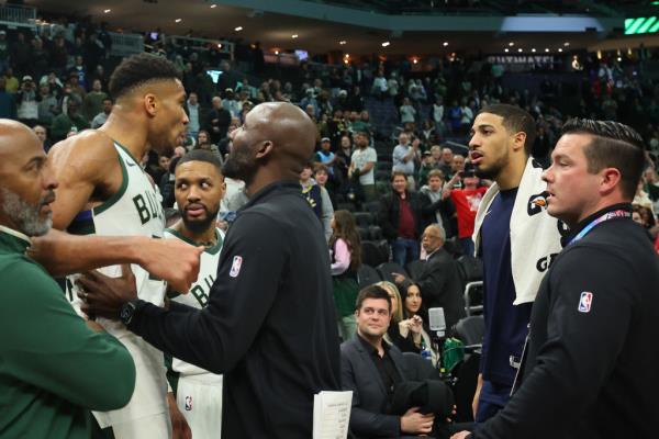 Giannis Antetokounmpo and Tyrese Haliburton exchanged words after the game.