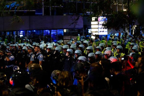 Two injured protesters were taken to a hospital and later released. 