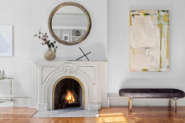 Interior of one of the townhouse's fireplaces.