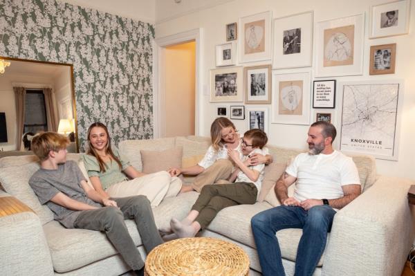 The Miller family in their living room. 