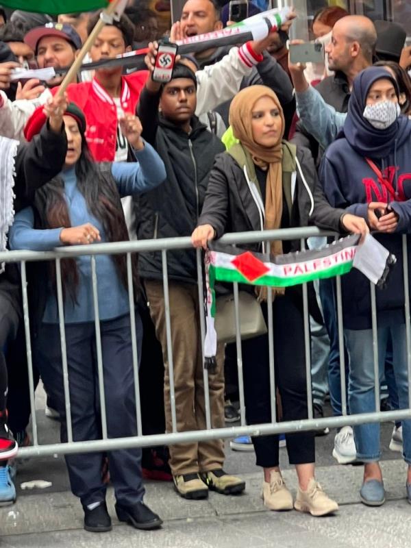 One protester flashed the hateful sign during the rally. 
