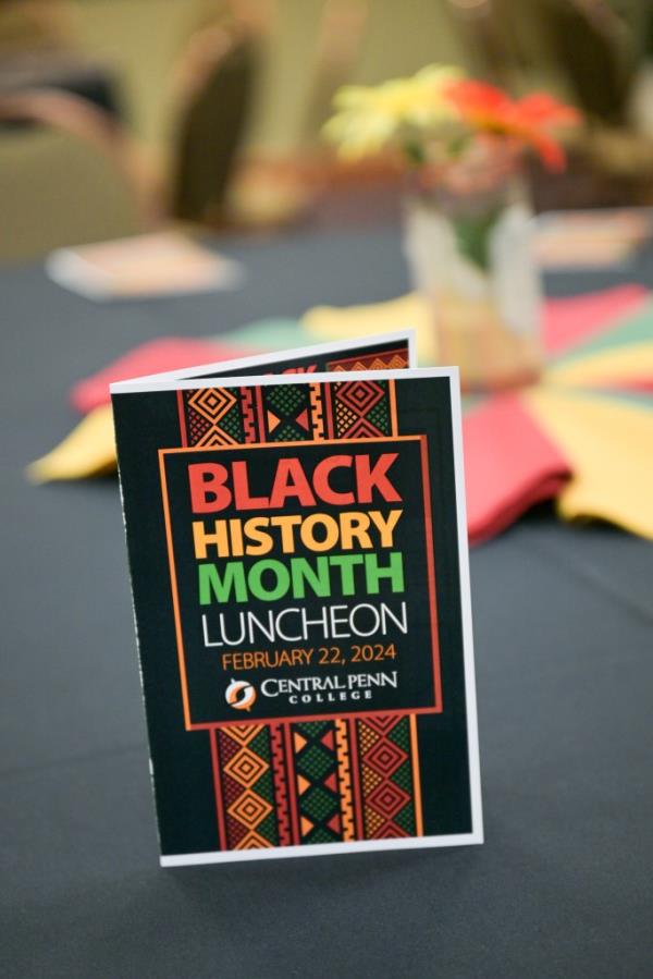 A close up of a program schedule during the Black History Mo<em></em>nth Luncheon at Central Penn College on February 22, 2024 in Summerdale, Pennsylvania.